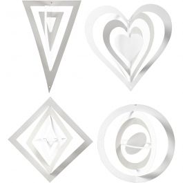 3D Hanging Decoration, white, H: 18+22+24 cm, W: 15+18+22 cm, 230 g, 16 pc/ 1 pack [HOB-23467]