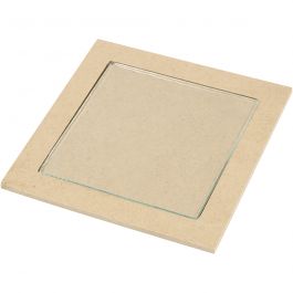Trivet with Glass Plate, size 15x15x0,5 cm, 6 pc/ 1 pack [HOB-23607]