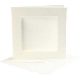 Passepartout Card, card size 12.5x12.5 cm, envelope size 13.5x13.5 cm, off-white, square, 10sets, hole size 8.5x8.5 cm [HOB23740]