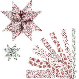 Paper Star Strips, red, white, L: 44+78 cm, W: 15+25 mm, D 6,5+11,5 cm, 48 strips/ 1 pack [HOB-24352]