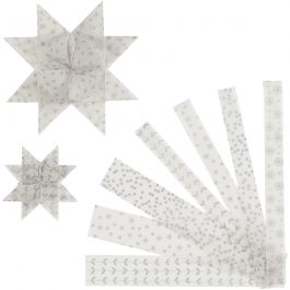 Paper Star Strips, silver, white, L: 44+78 cm, W: 15+25 mm, D 6,5+11,5 cm, 48 strips/ 1 pack [HOB-24363]