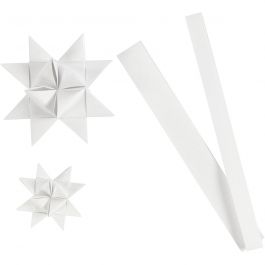 Paper star strips, white, L: 44+78 cm, D 6,5+11,5 cm, W: 15+25 mm, 32 strips/ 1 pack [HOB-24395]