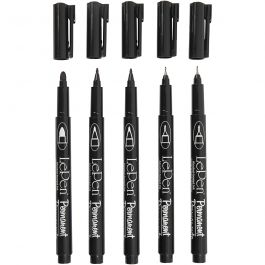 Permanent Markers, black, line 2x0,6+2x0,8+1,3 mm, 5 pc/ 1 pack [HOB-25010]