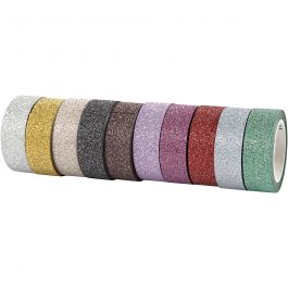 Glitter Tape, assorted colours, W: 15 mm, 10x6 m/ 1 pack [HOB-25224]