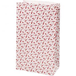 Paper Bag, red, white, trumpet, H: 21 cm, size 6x12 cm, 80 g, 8 pc/ 1 pack [HOB-25352]