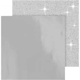 Design Paper, silver, 30,5x30,5 cm, 120+128 g, 2 sheet/ 1 pack [HOB-26241]