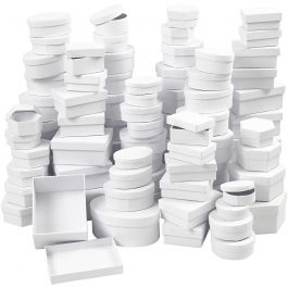 Boxes, white, D 5,5-16 cm, Content may vary , 168 asstd./ 1 box [HOB-26417]