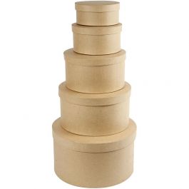 Round Hat Boxes, H: 8+10+13+15+19 cm, D 16,5+18,5+24+28,5+35,5 cm, 5 pc/ 1 set [HOB-26466]