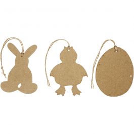 Easter Ornaments, bunny, chicken, eggs, H: 10 cm, 6 pc/ 1 pack [HOB-267343]