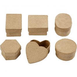 Mini Boxes, H: 3 cm, D 4-6 cm, 6 pc/ 1 pack [HOB-268003]