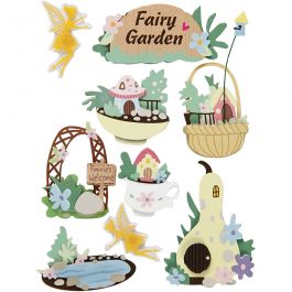 3D Stickers, fairy-garden, H: 32-64 mm, W: 30-55 mm, 9 pc/ 1 pack [HOB-27093]