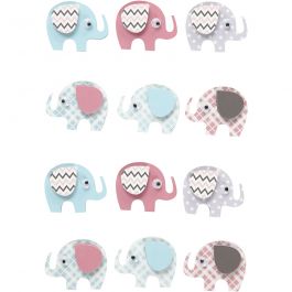 3D Stickers, elephants, H: 25 mm, W: 31 mm, 12 pc/ 1 pack [HOB-27096]