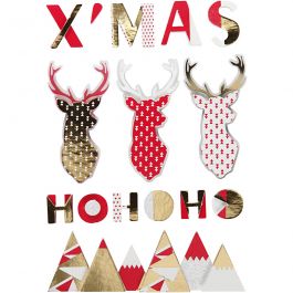 3D Stickers, reindeer, H: 15-62 mm, W: 14-100 mm, 15 pc/ 1 pack [HOB-27097]