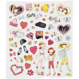 Stickers, girls, 15x16,5 cm, 1 sheet [HOB-27184]
