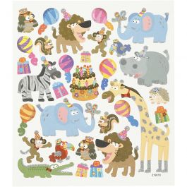 Stickers, animals birthday, 15x16,5 cm, 1 sheet [HOB-27185]
