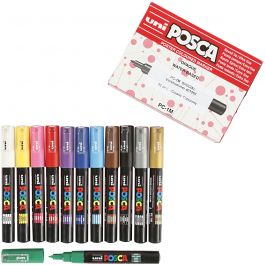 Posca Marker, assorted colours, no. PC-1M, line 0,7 mm, 12 pc/ 1 pack [HOB-273900]