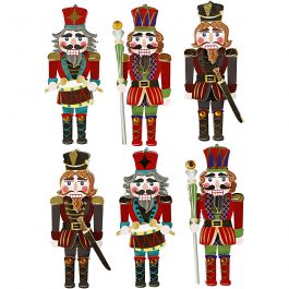 3D Stickers, nutcracker, H: 75 mm, W: 30 mm, 6 pc/ 1 pack [HOB-27697]