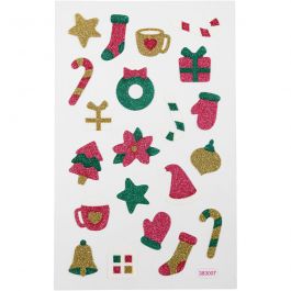 Glitter Stickers, Christmas, 10x16 cm, 1 sheet [HOB-280010]