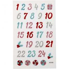 Glitter Stickers, advent numbers, 10x16 cm, 1 sheet [HOB-280011]