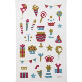 Glitter Stickers, birthday, 10x16 cm, 1 sheet [HOB-280016]