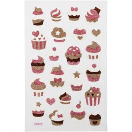 Glitter Stickers, muffins, 10x16 cm, 1 sheet [HOB-280019]