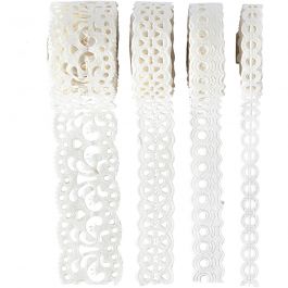 Paper Lace Borders, white, W: 8-23 mm, 4x2 m/ 1 pack [HOB-28024]