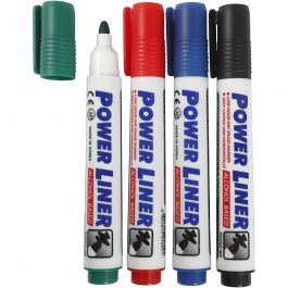 Whiteboard Markers, black, blue, green, red, line 4 mm, 4 pc/ 1 pack [HOB-28250]