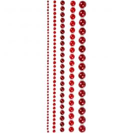 Half Pearls, red, size 2-8 mm, 140 pc/ 1 pack [HOB-28319]