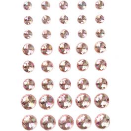 Rhinestones, pink, size 6+8+10 mm, 40 pc/ 1 pack [HOB-28324]