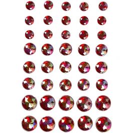 Rhinestones, red, size 6+8+10 mm, 40 pc/ 1 pack [HOB-28327]
