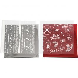 Deco Foil and transfer sheet, red, silver, Magical Christmas, 15x15 cm, 2x2 sheet/ 1 pack [HOB-283556]
