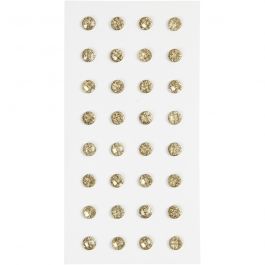 Rhinestones, gold, D 8 mm, 32 pc/ 1 pack [HOB-283819]