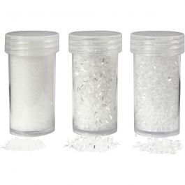 Artificial snow, white glitter, 35+35+8 g, 3 tub/ 1 pack [HOB-283850]