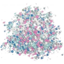 Mini Glass beads, pastel colours, size 0,6-0,8+1,5-2+3 mm, 600 g/ 1 tub [HOB-28395]