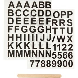 Rub-on Sticker, black, letters and numbers, H: 17 mm, 12,2x15,3 cm, 1 pack [HOB-283966]