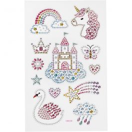Diamond stickers, unicorn world, 10x16 cm, 1 sheet [HOB-284032]