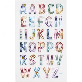 Diamond stickers, alphabet, 10x16 cm, 1 sheet [HOB-284035]