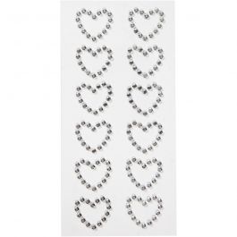 Rhinestone hearts, silver, size 23x21 mm, 12 pc/ 1 pack [HOB-28435]