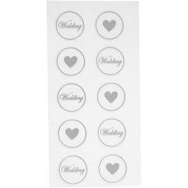 Stickers, black, Heart - Wedding, D 25 mm, 7,8x15,5 cm, 2 ass sheets/ 1 pack [HOB-28439]