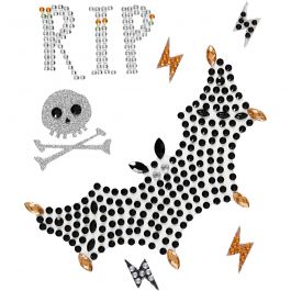 Rhinestone Stickers, RIP and bat, 14x17 cm, 1 sheet [HOB-28447]
