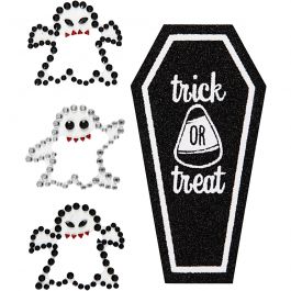 Rhinestone Stickers, ghosts and coffin, 14x17 cm, 1 sheet [HOB-28448]