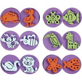 Foam Stamps, zoo, D 7,5 cm, thickness 2,5 cm, 6 pc/ 1 pack [HOB-28557]