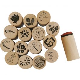 Deco Art Stamps, flower and leaf, H: 26 mm, D 20 mm, 15 pc/ 1 pack [HOB-28578]