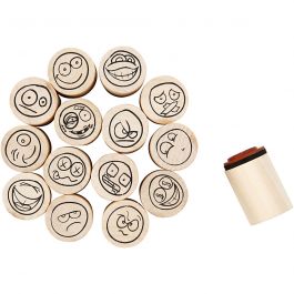 Deco Art Stamps, smiley, H: 26 mm, D 20 mm, 15 pc/ 1 pack [HOB-28581]