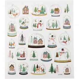 Stickers, snow globes, 15x16,5 cm, 1 sheet [HOB-29046]