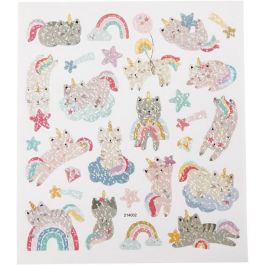 Stickers, unicorn cats, 15x16,5 cm, 1 sheet [HOB-29047]