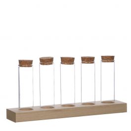 Glass tubes Ø3cm 5 tubes on wooden board (6 pcs.) [IFS-29147]