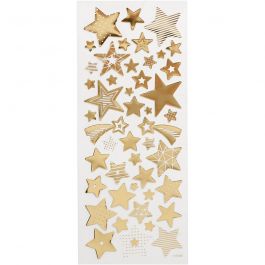 Stickers, gold, stars, 10x24 cm, 1 sheet [HOB-29152]
