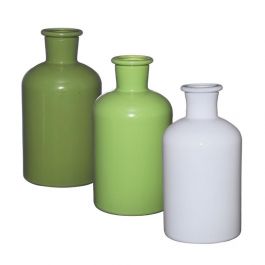 Glass bottle Ø7 h: 12 cm Assorti Green (12 Pcs) [IFS-29807]