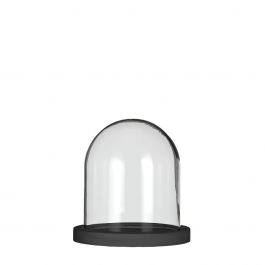 Glass bell jar with black wooden base Ø12cm H.13cm (1 pcs.) [IFS-29822]